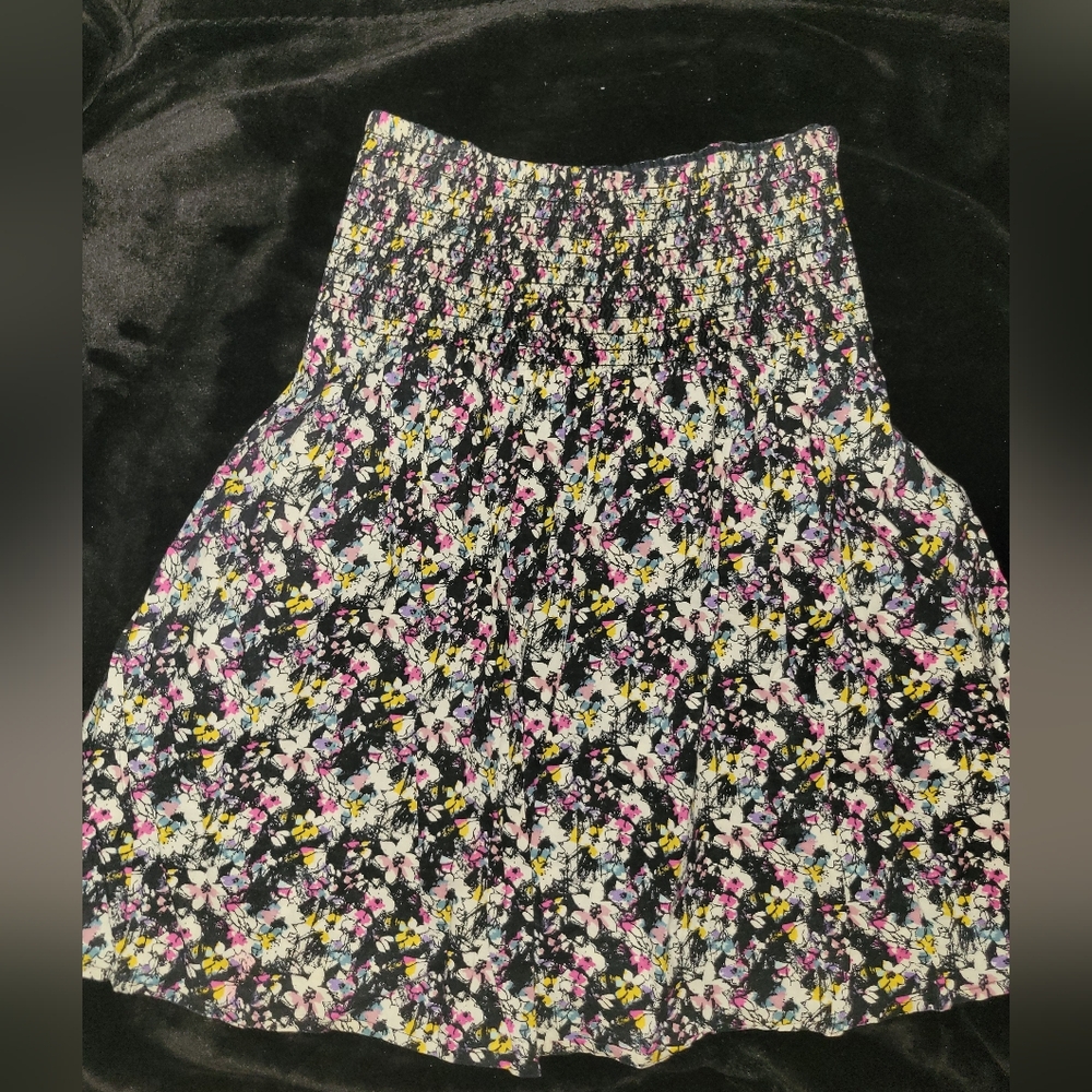 H&M Pink and Purple Smocked A-Line Mini Skirt